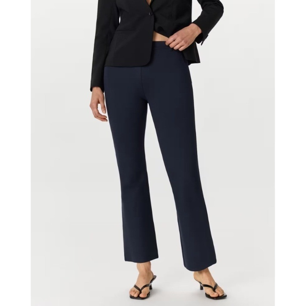 Quince Navy Blue Ultra-Stretch Ponte Bootcut Pants 30" Inseam Size M Petite‎ New